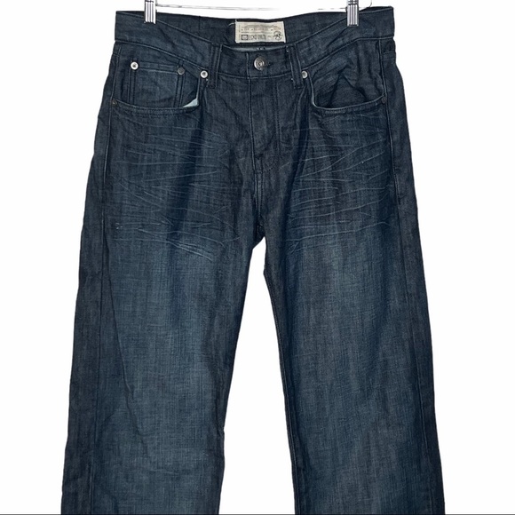 ECKO UTLD 759 Relaxed Fit Creased Straight Leg Blue Dark Wash Denim Jean… - Picture 5 of 13